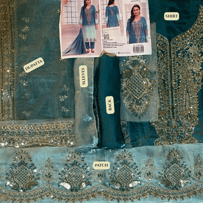 Mushq 2p Hm Silk Fbs Net Dupatta Sl119 (kal)
