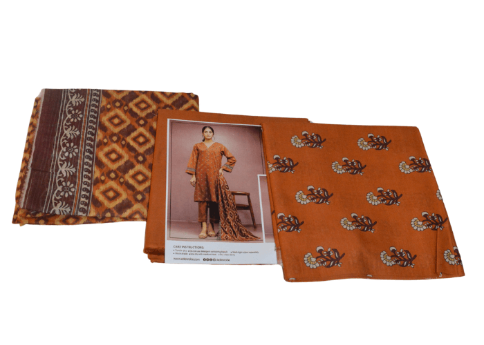 Edenrobe Unstitched 3PC Printed Lawn Shirt Trouser And Dupatta