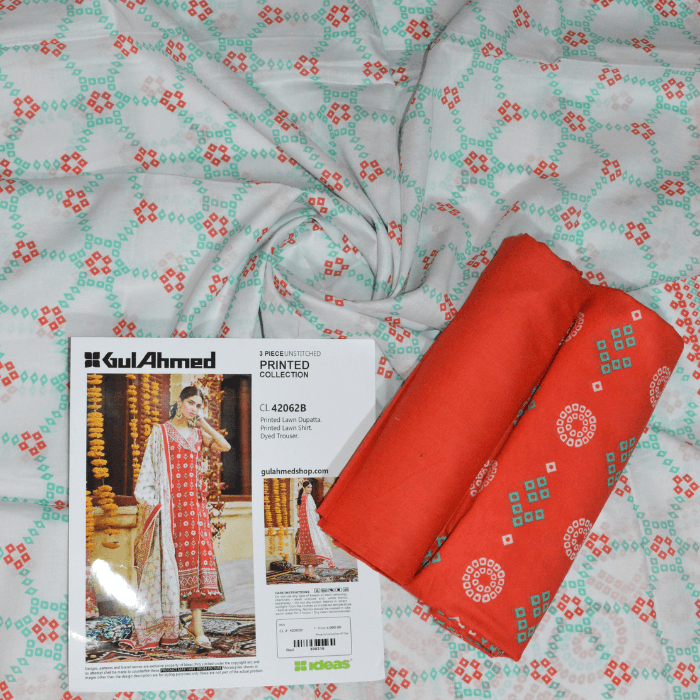 Gulahmed 3PC Unstitched Printed Lawn Collection Cl 42098 Printed Lawn Shirt , Dupatta...